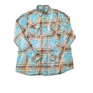 Angry Minnow Gator Girl Florida Flannel- Distressed Lake Tahoe Size XL Unisex